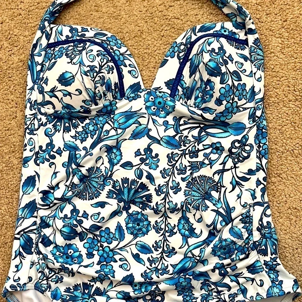 JETS by Jessika Allen Floral Halter Top One Piece Swimsuit